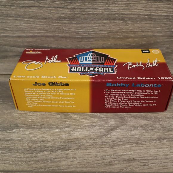 BOBBY LABONTE #18 1996 HALL OF FAME JOE GIBBS Limited Edition 1/24 SCALE Bank - Picture 1 of 12